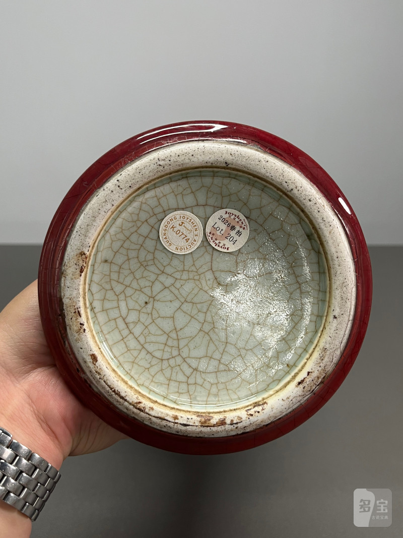 清康熙 郎窑红釉观音尊 - 图13